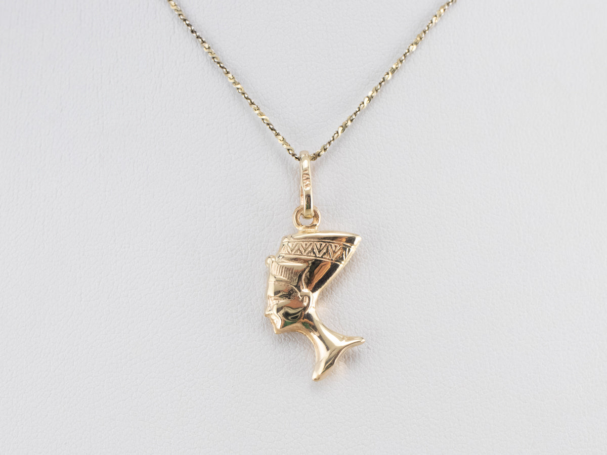 14K Gold Nefertiti Charm Pendant