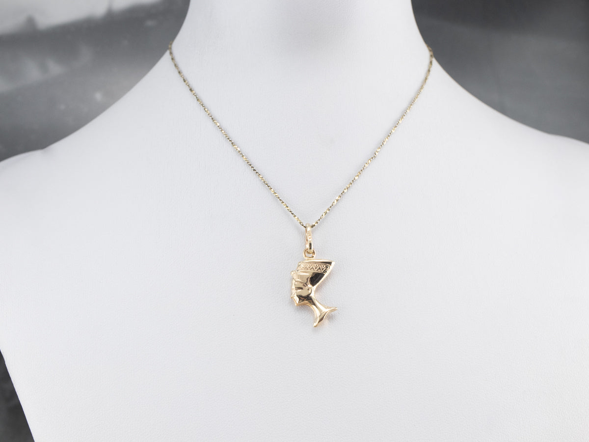14K Gold Nefertiti Charm Pendant