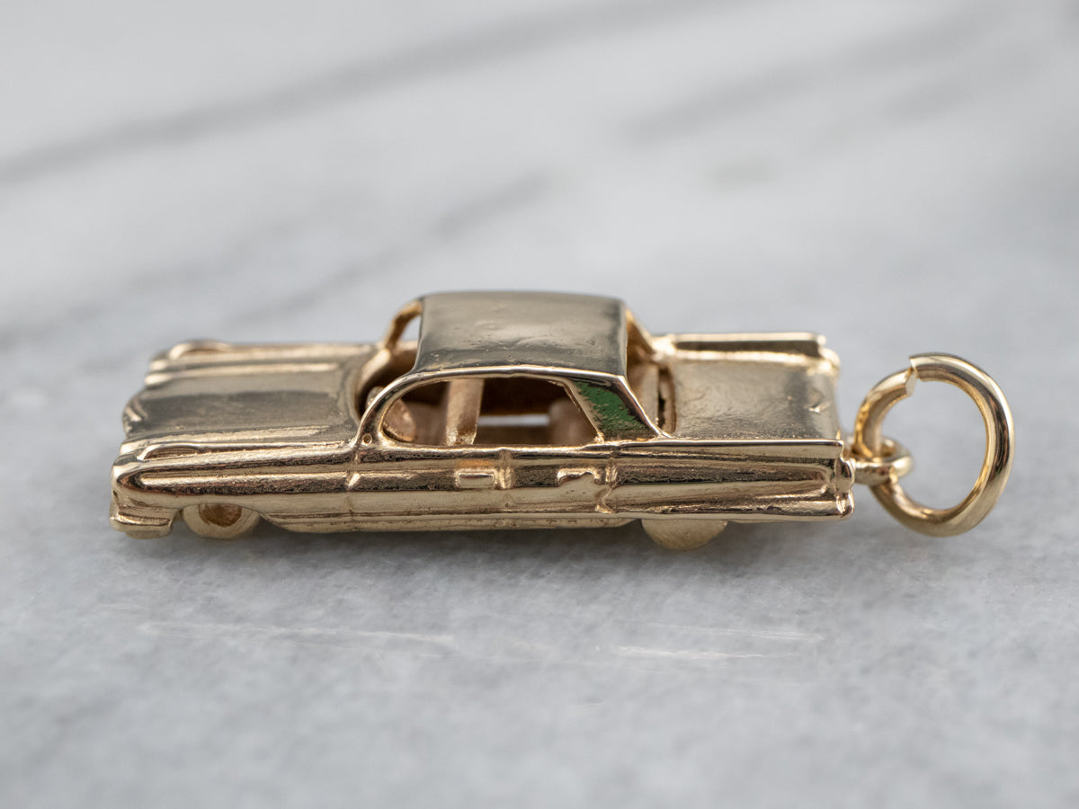 Vintage Cadillac Style Car Gold Charm