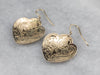 Gold Engraved Floral Drop Earrings