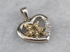 Seed Pearl Maple Leaf and Diamond Heart Pendant