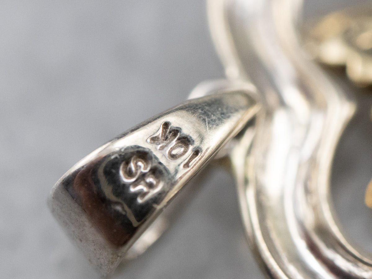 Seed Pearl Maple Leaf and Diamond Heart Pendant