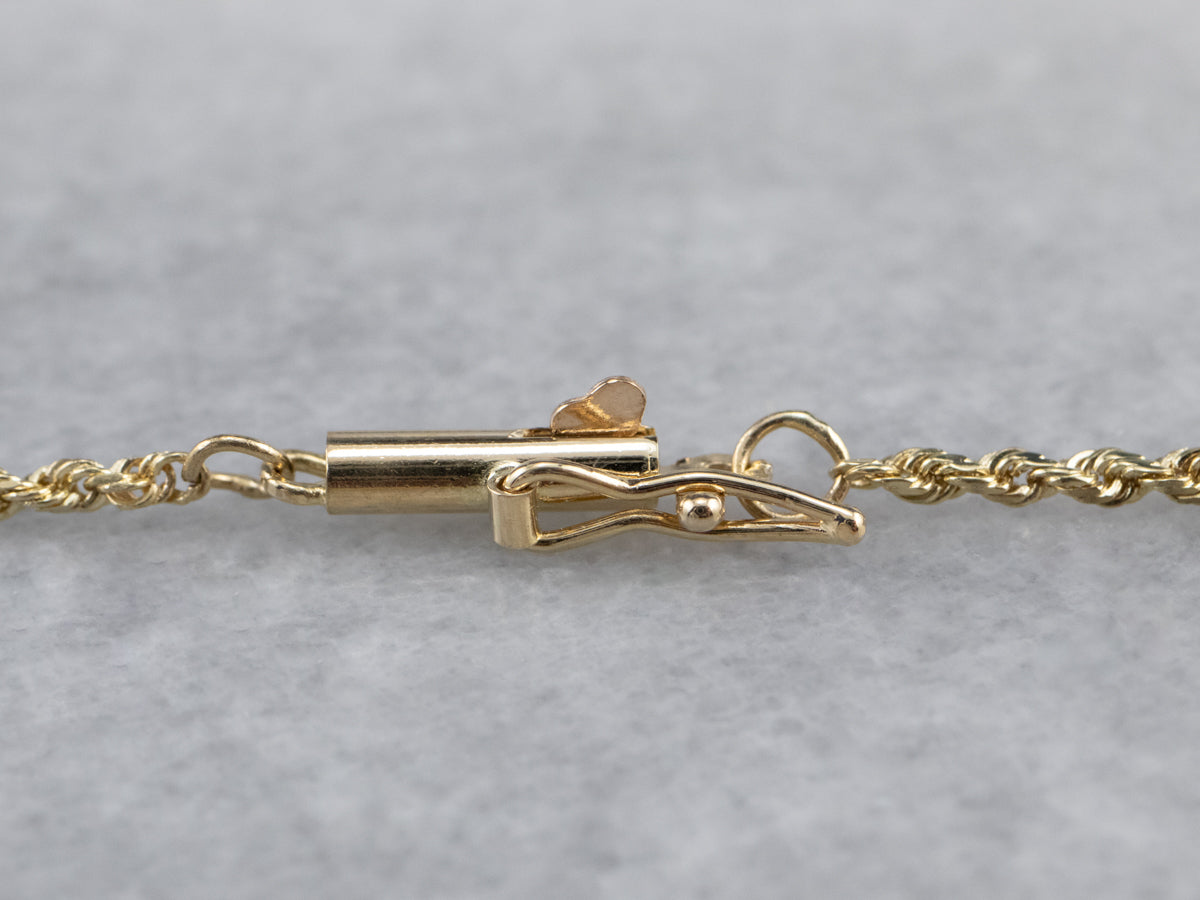 Cadena torcida de cuerda de oro amarillo de 14 quilates