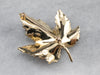 Golden Pearl Grape Leaf Brooch