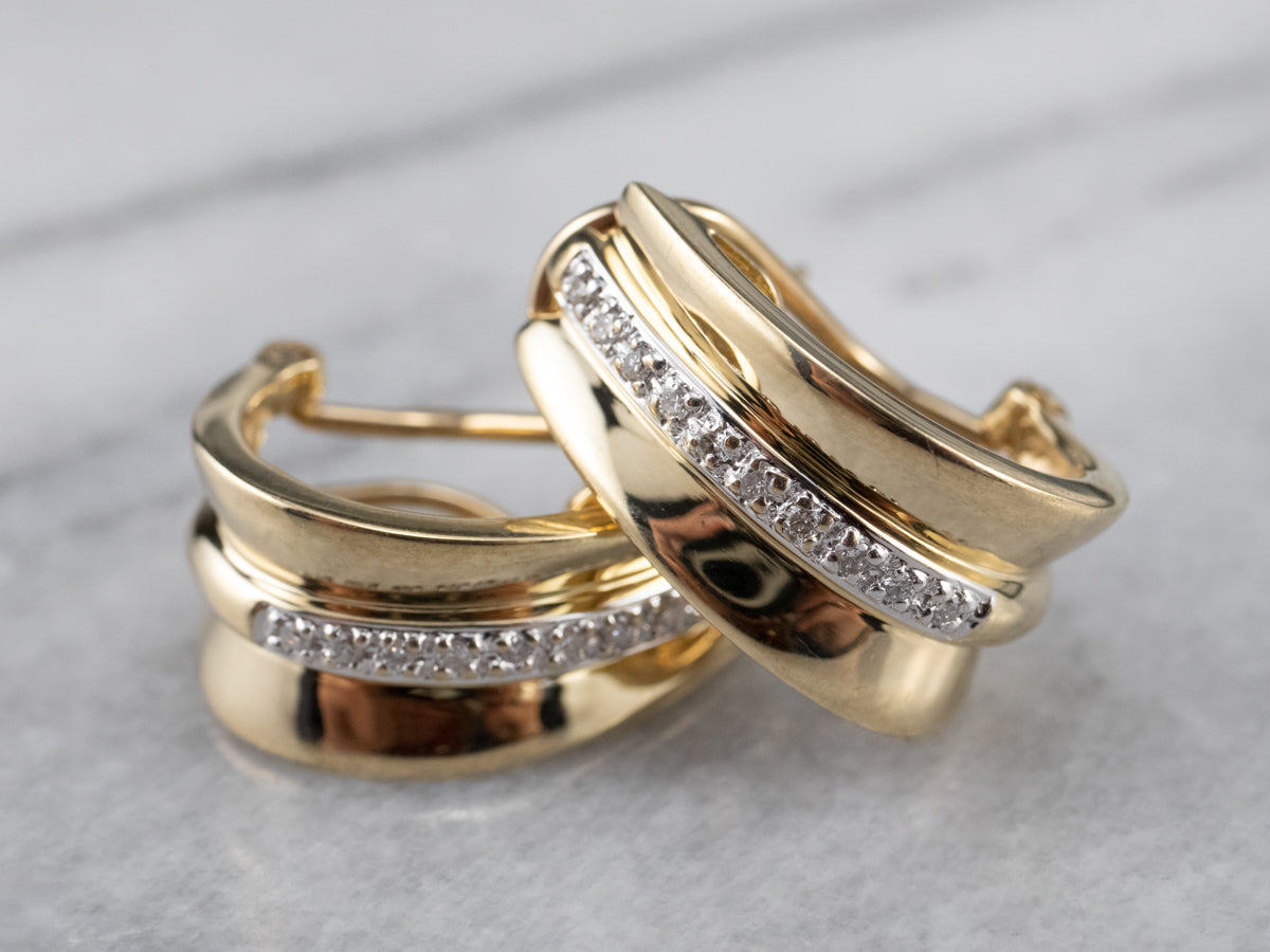 Diamond and Gold Drop Earrings