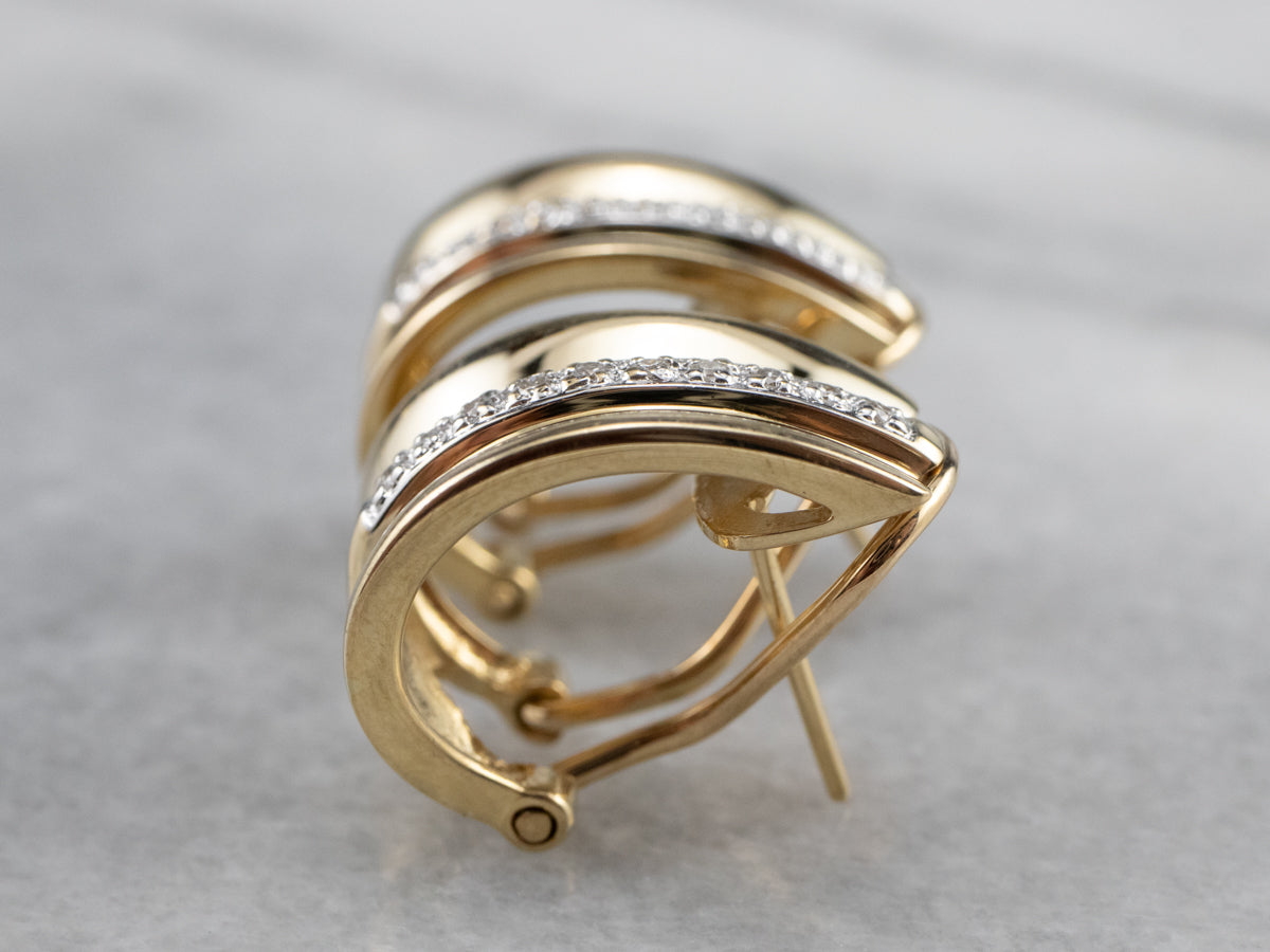 Diamond and Gold Drop Earrings