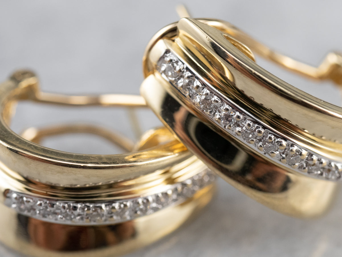 Diamond and Gold Drop Earrings