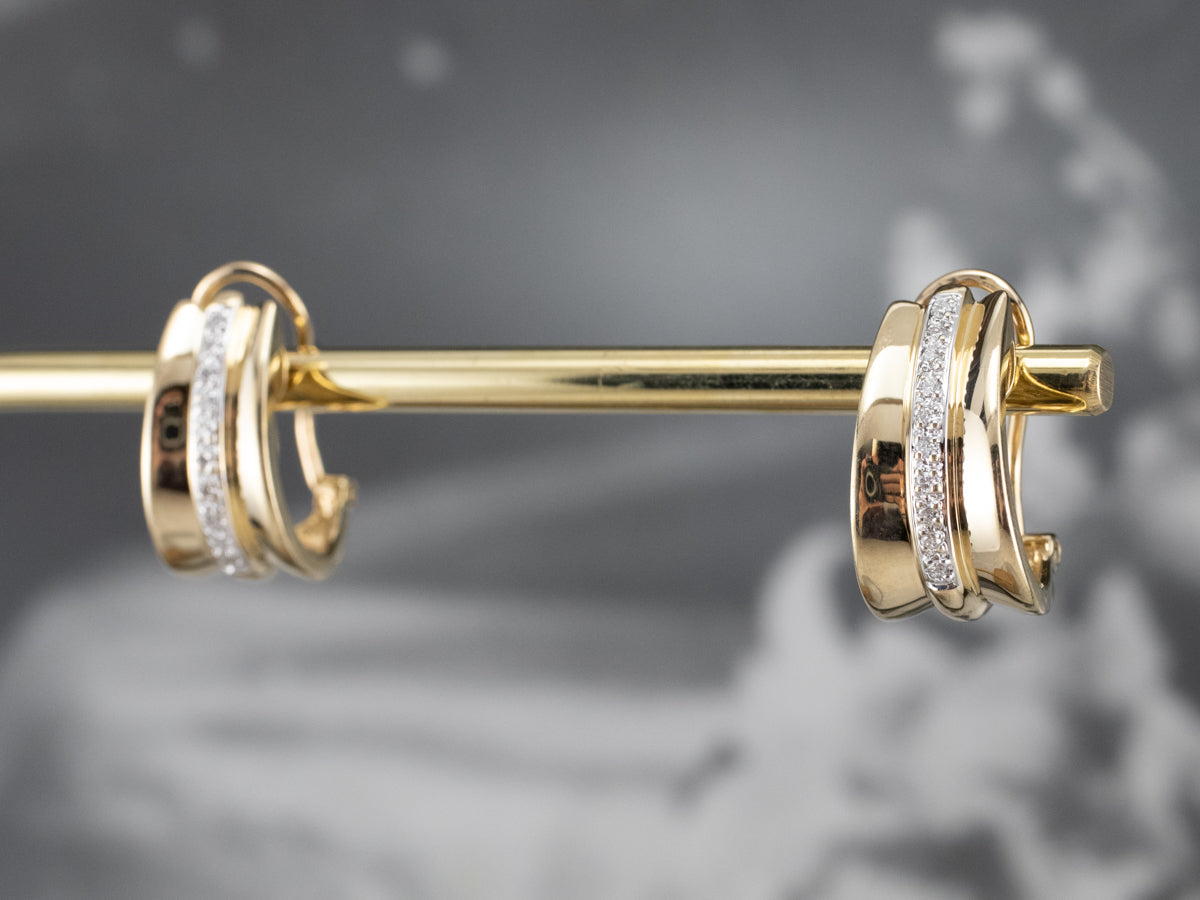 Diamond and Gold Drop Earrings