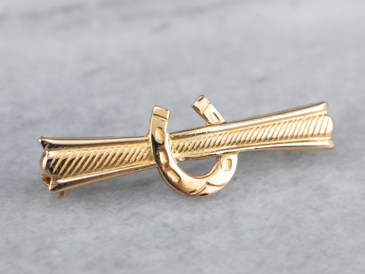 18K Gold Horseshoe Bar Pin