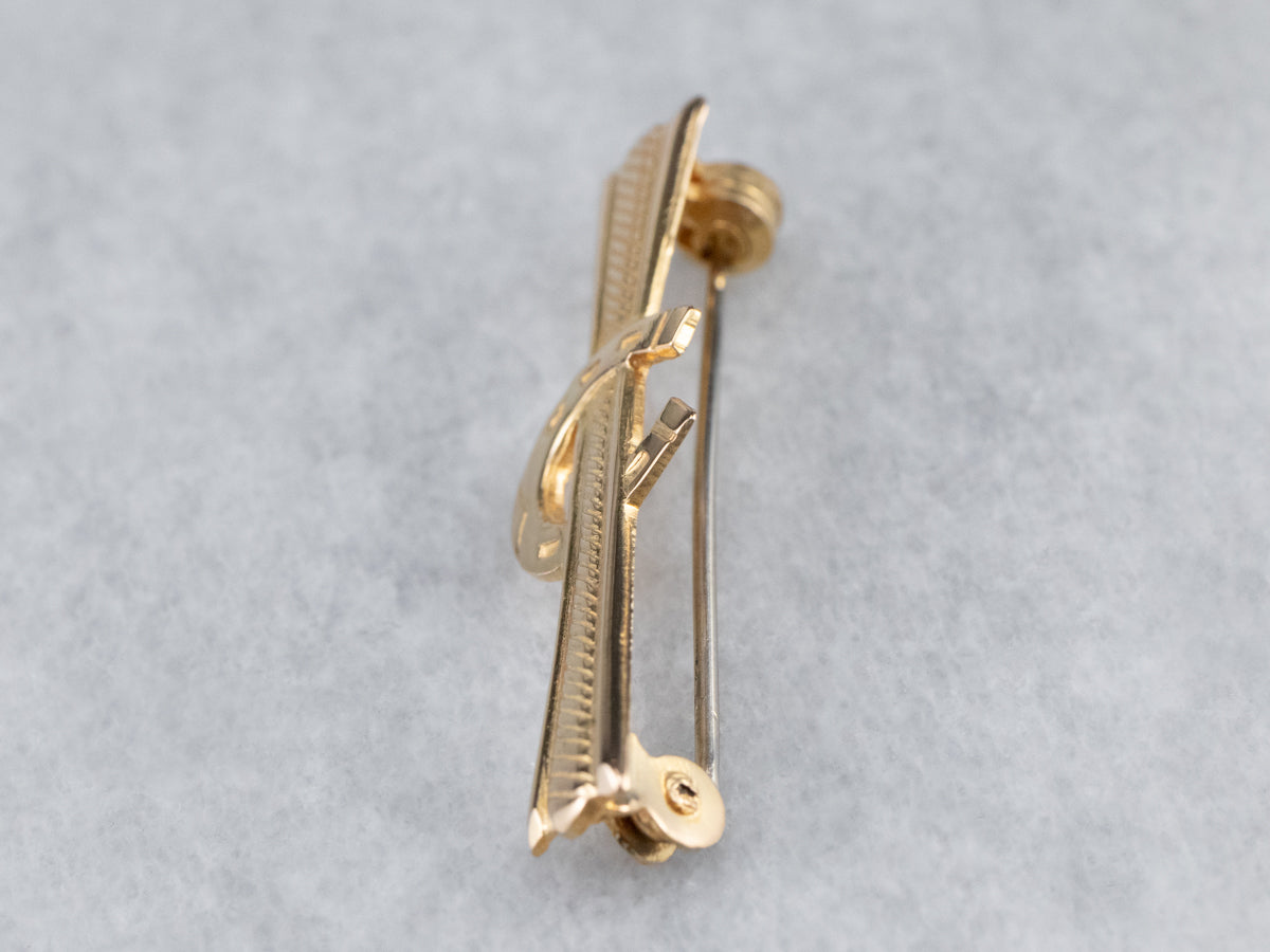 18K Gold Horseshoe Bar Pin