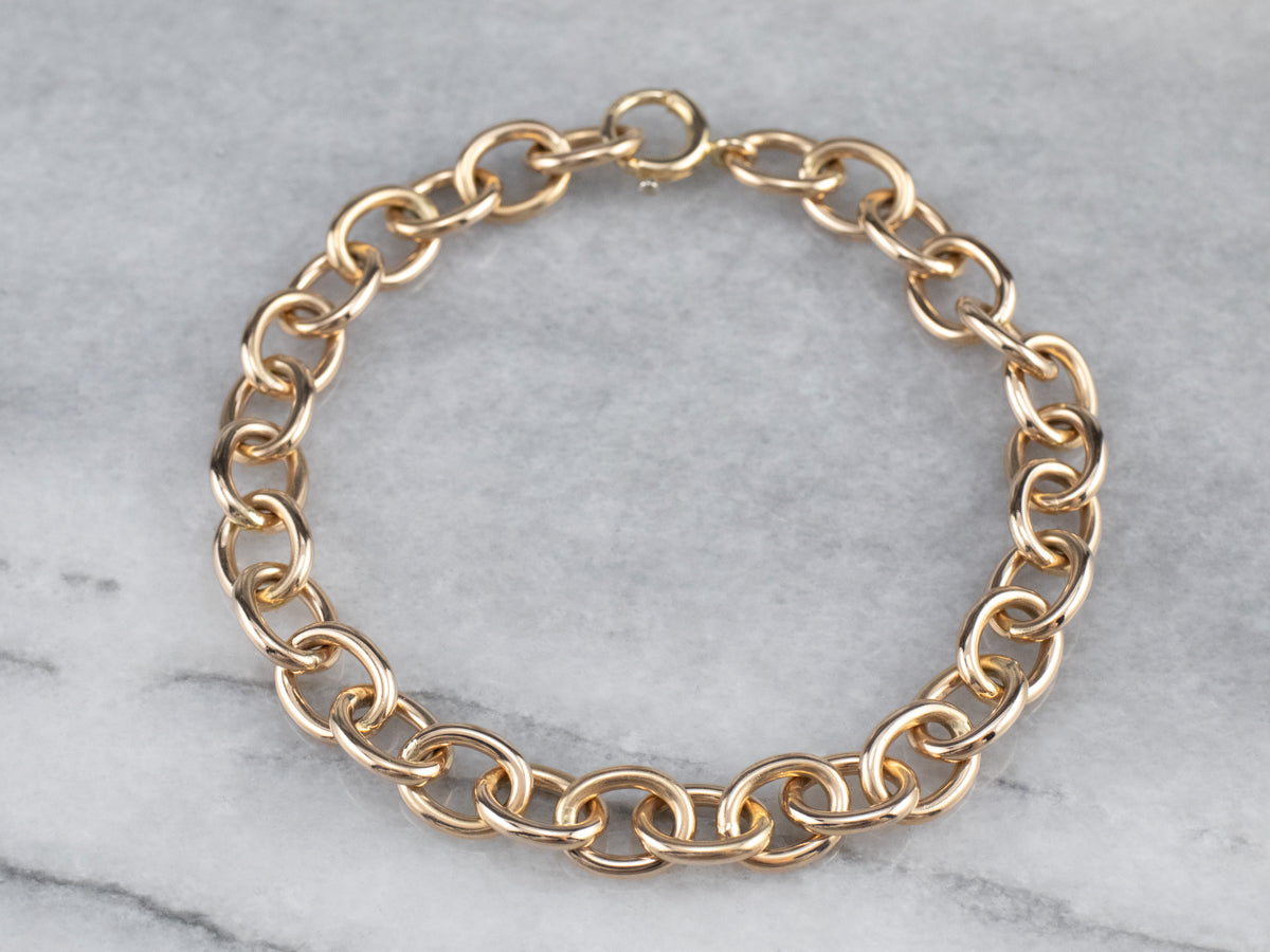 Large 14K Gold Oval Link Bracelet