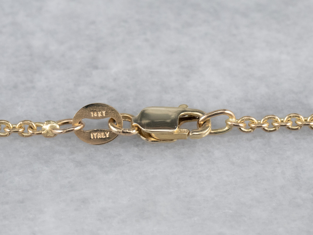 Cadena tipo cable de oro brillante