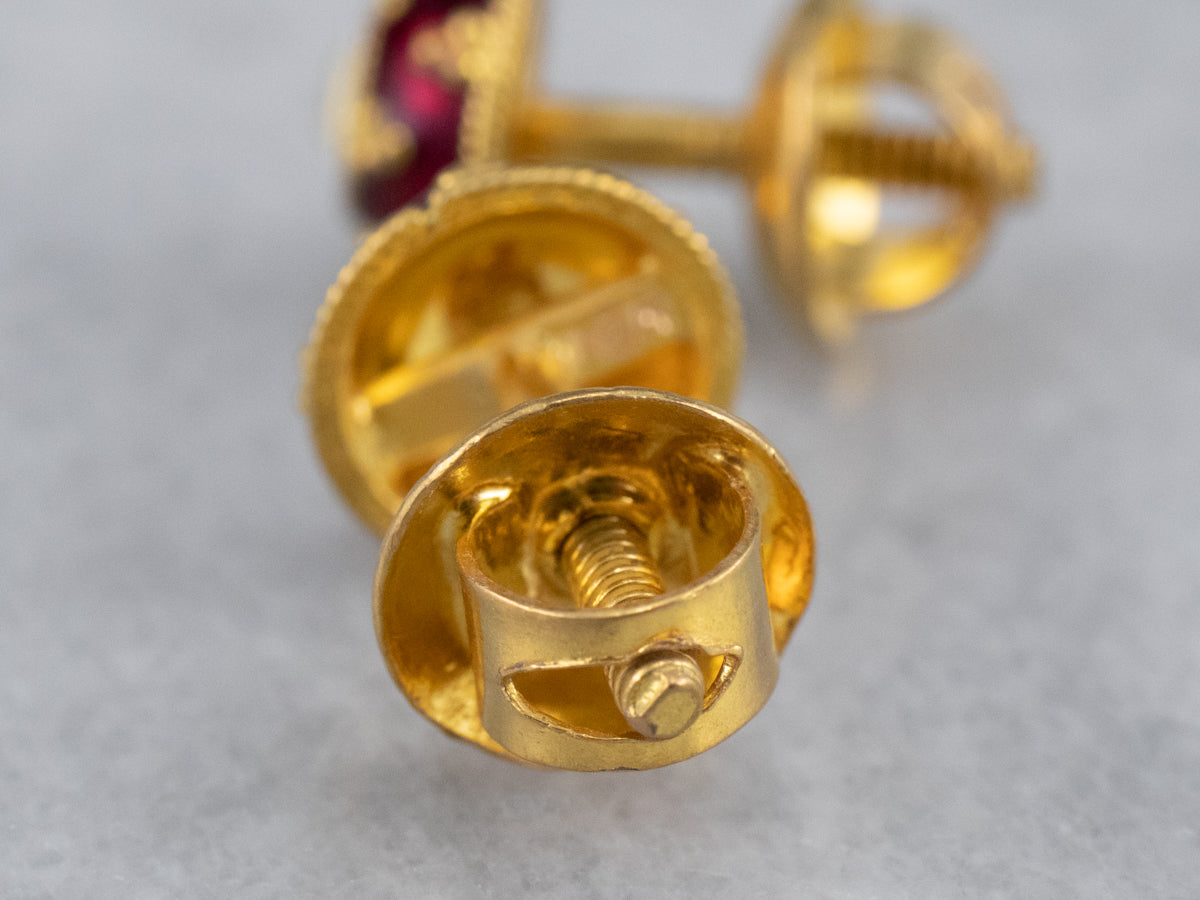 Vintage Enamel Ball Stud Earrings