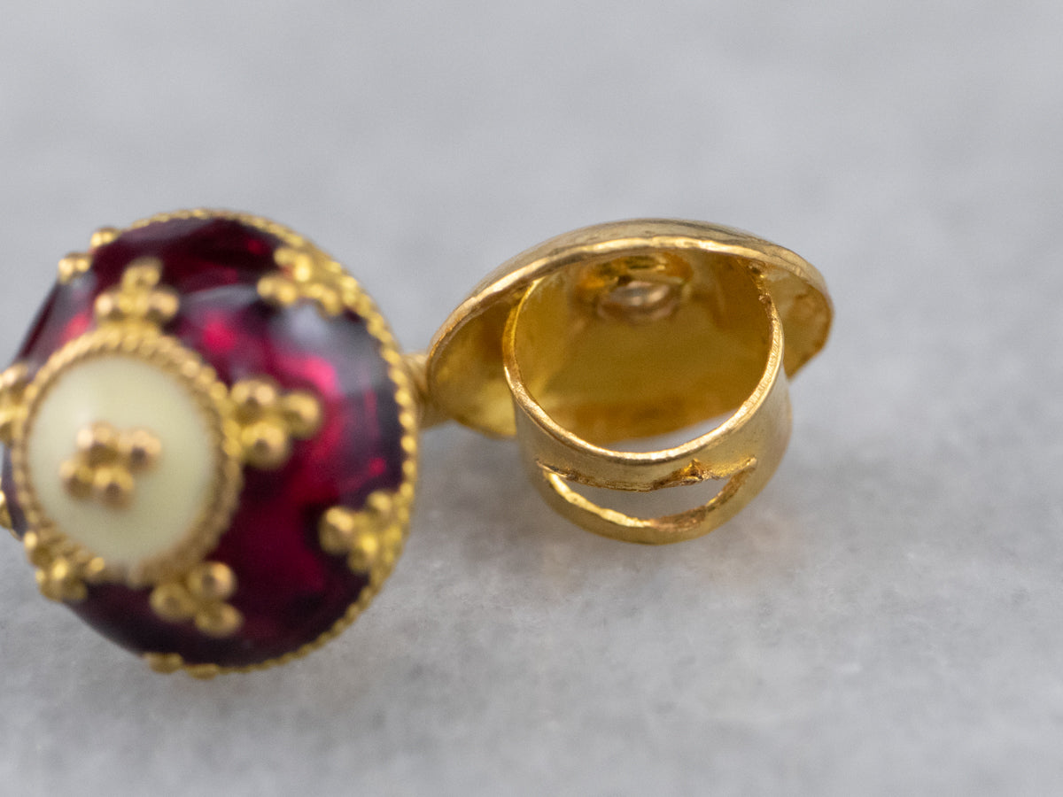 Vintage Enamel Ball Stud Earrings