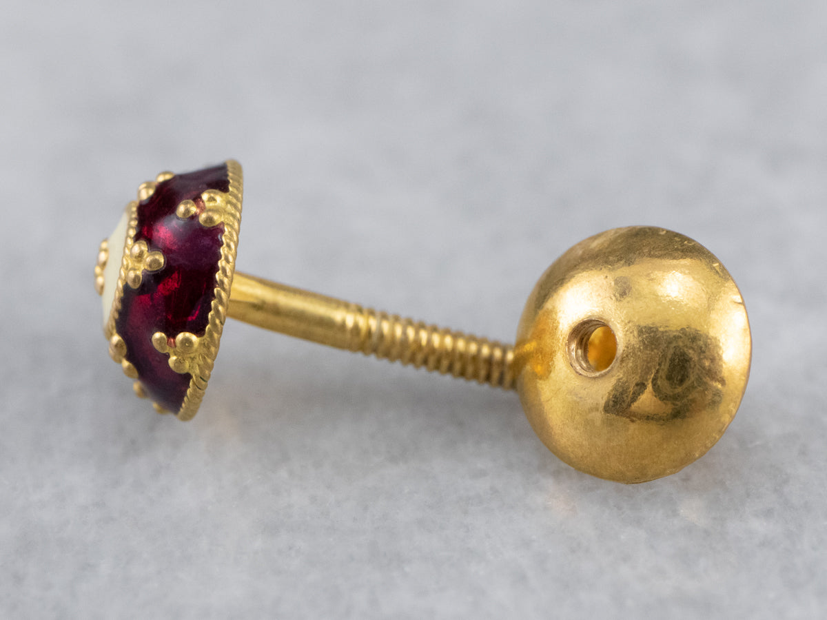 Vintage Enamel Ball Stud Earrings