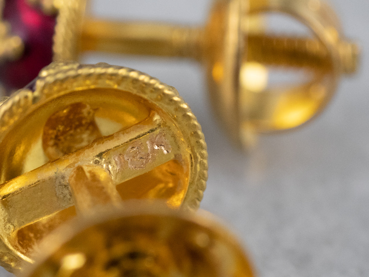 Vintage Enamel Ball Stud Earrings