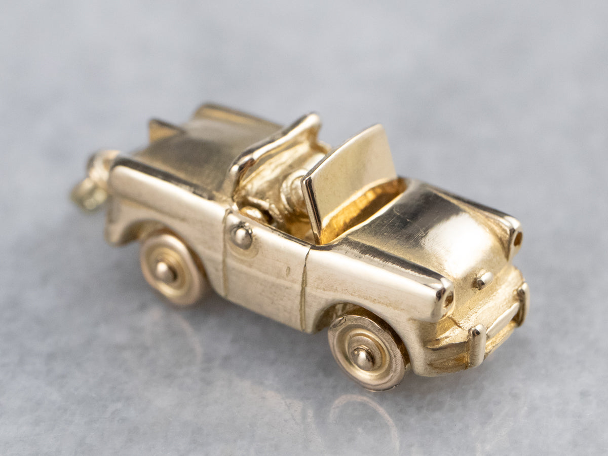 Gold Convertible Car Charm