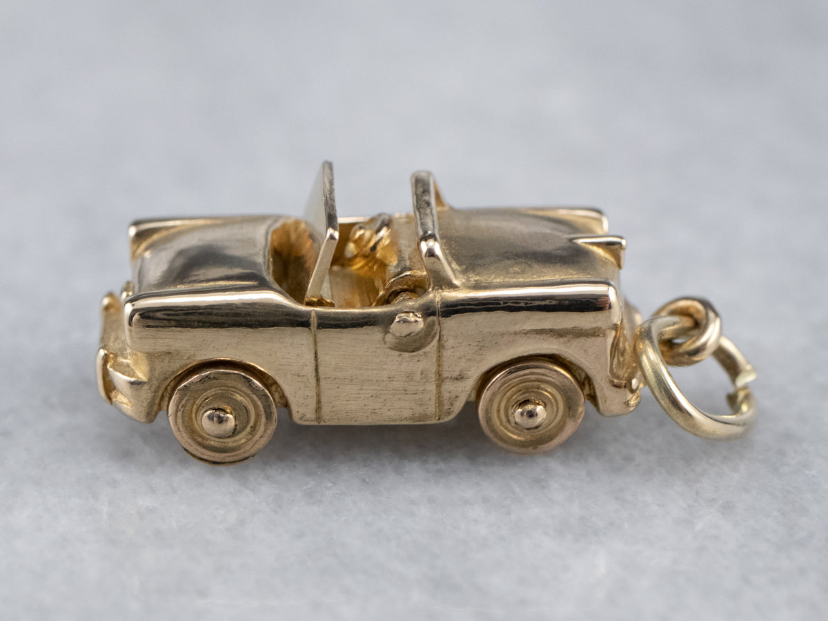 Gold Convertible Car Charm