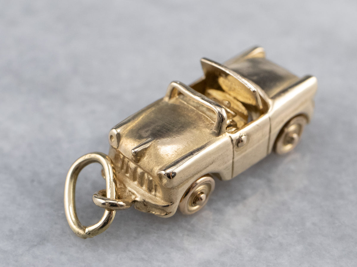 Gold Convertible Car Charm