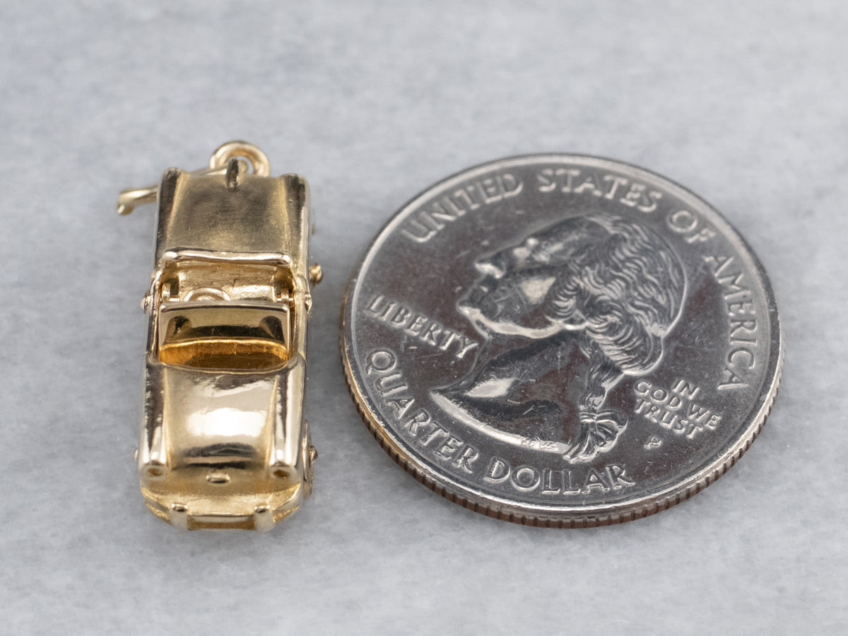 Gold Convertible Car Charm