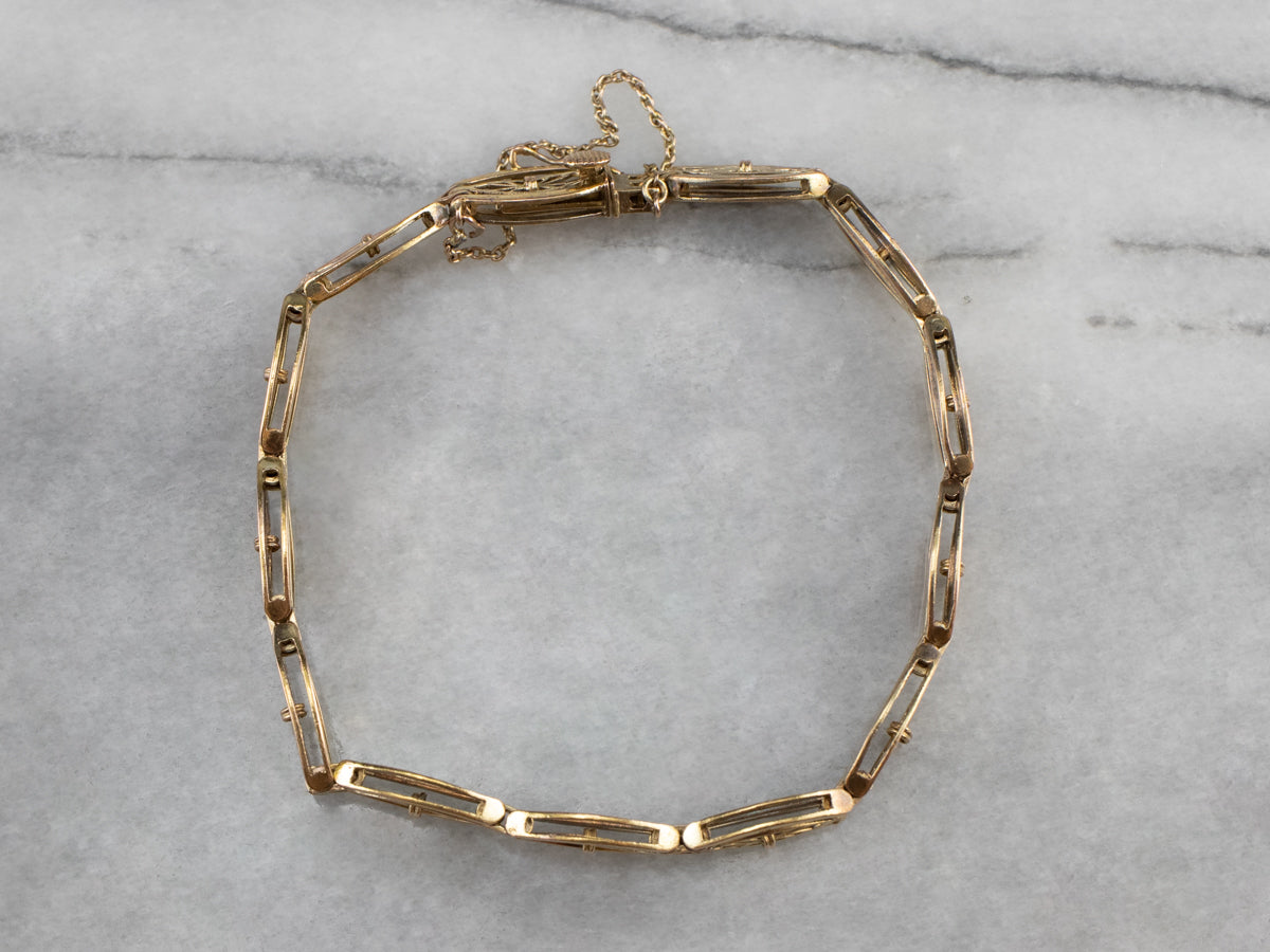 Vintage Gold Floral Link Bracelet