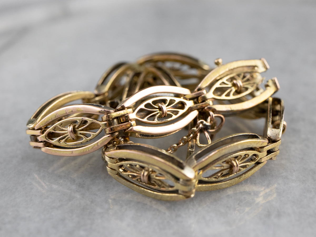 Vintage Gold Floral Link Bracelet