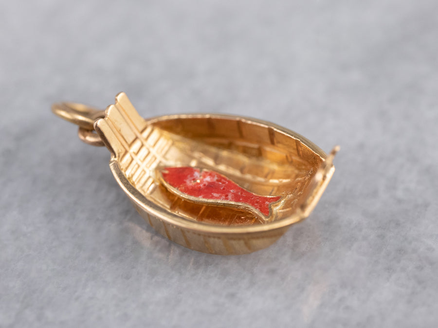 Gold and Enamel Fish Charm