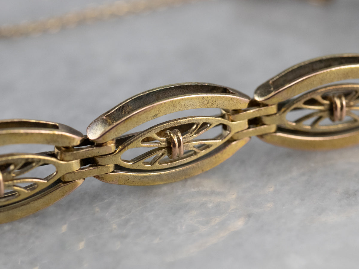 Vintage Gold Floral Link Bracelet