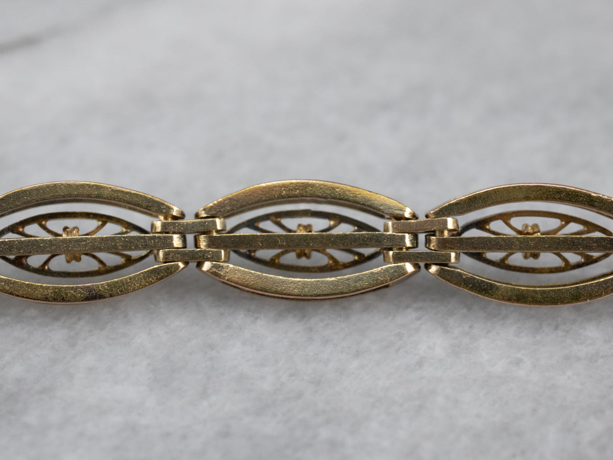 Vintage Gold Floral Link Bracelet