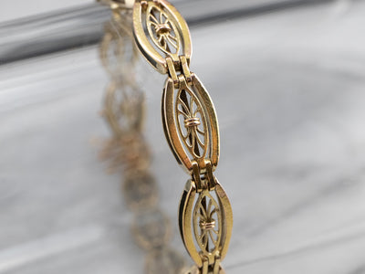 Vintage Gold Floral Link Bracelet