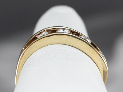 Curved Channel Set Diamond Gold Band