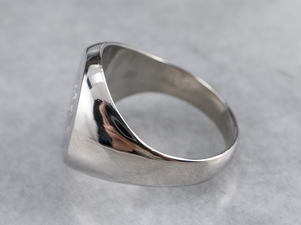 Platinum Fleur de Lis Signet Ring