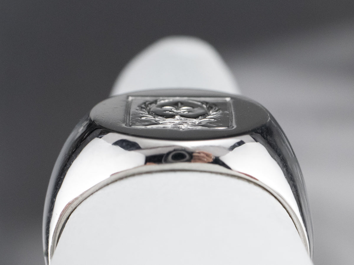 Platinum Fleur de Lis Signet Ring