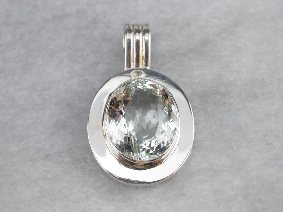 Bezel Set Blue Topaz Sterling Silver Statement Pendant