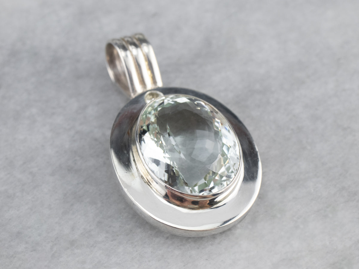 Bezel Set Blue Topaz Sterling Silver Statement Pendant