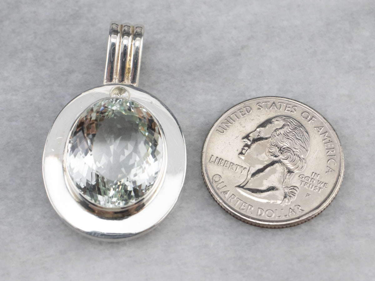 Bezel Set Blue Topaz Sterling Silver Statement Pendant