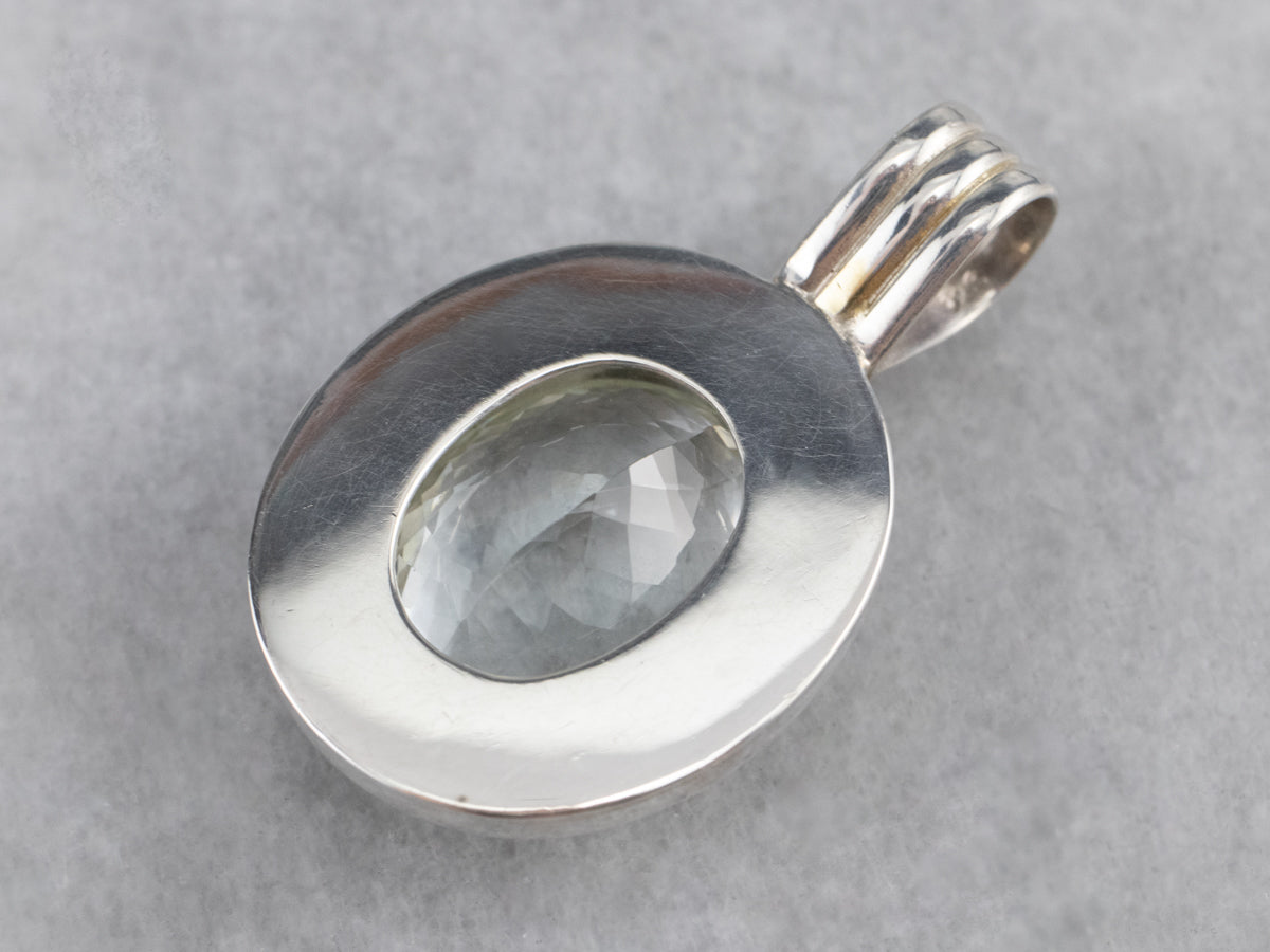 Bezel Set Blue Topaz Sterling Silver Statement Pendant