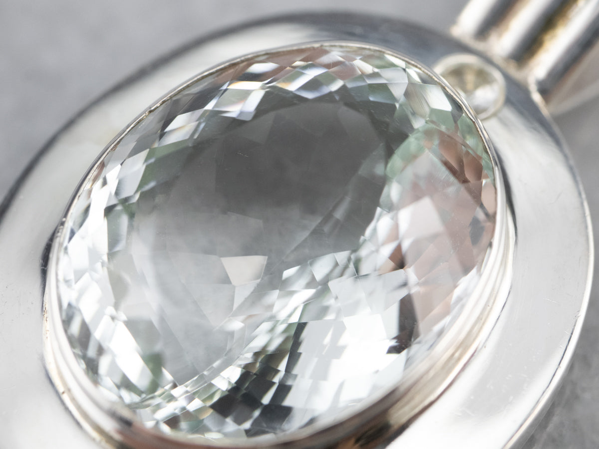 Bezel Set Blue Topaz Sterling Silver Statement Pendant