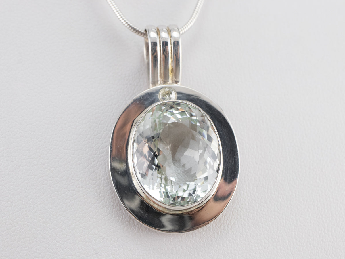 Bezel Set Blue Topaz Sterling Silver Statement Pendant