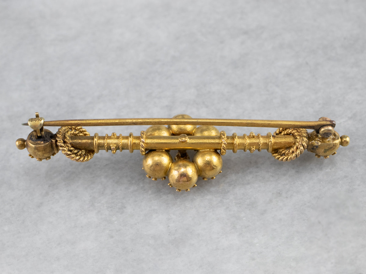 Broche victoriano de diamantes con talla de mina antigua del renacimiento etrusco