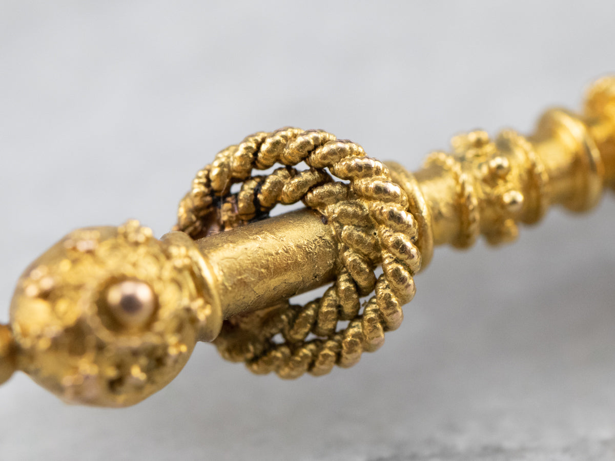 Broche victoriano de diamantes con talla de mina antigua del renacimiento etrusco