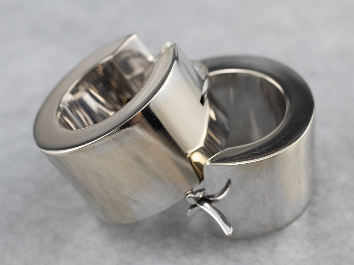 Wide Italian White Gold Hoop Earrings