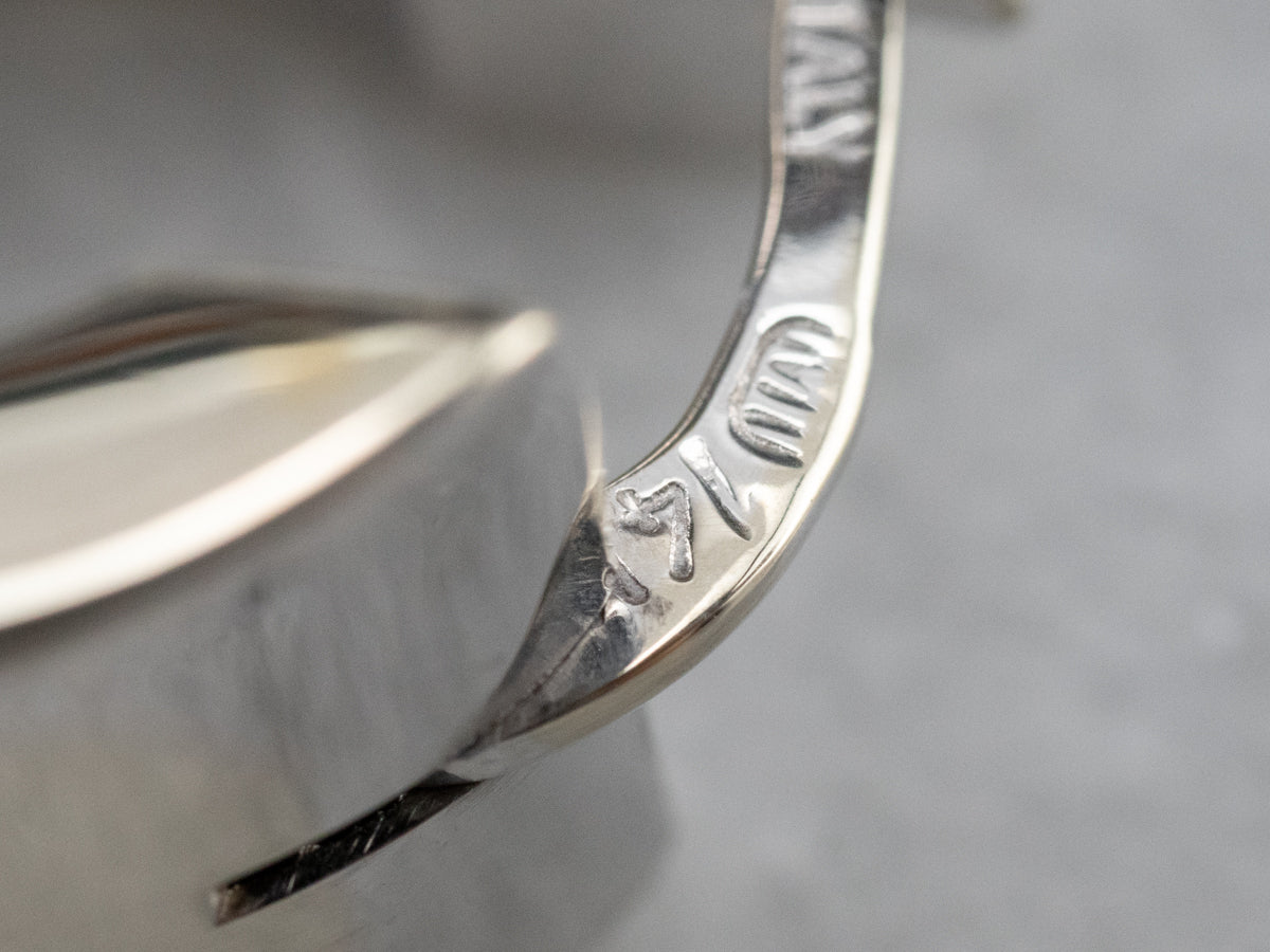 Wide Italian White Gold Hoop Earrings
