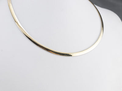 Two Tone Gold Flat Omega Chain Necklace