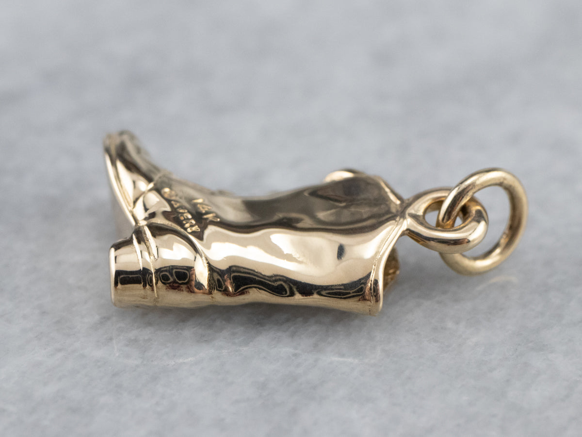 Gold Cowboy Boot Charm Pendant