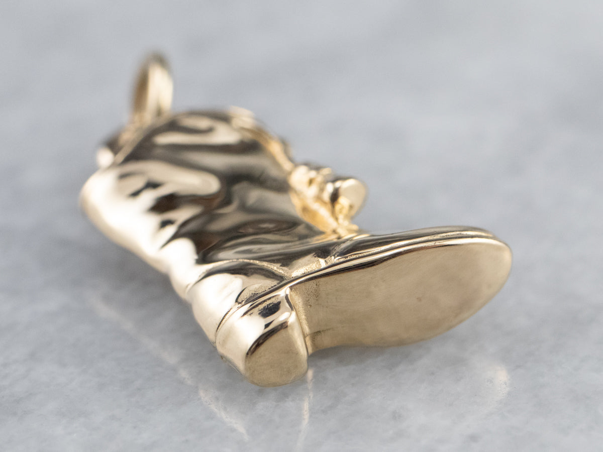 Gold Cowboy Boot Charm Pendant