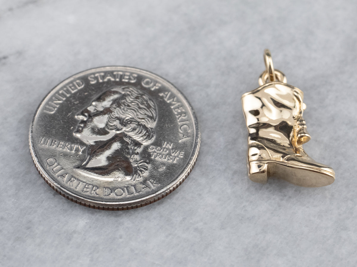 Gold Cowboy Boot Charm Pendant