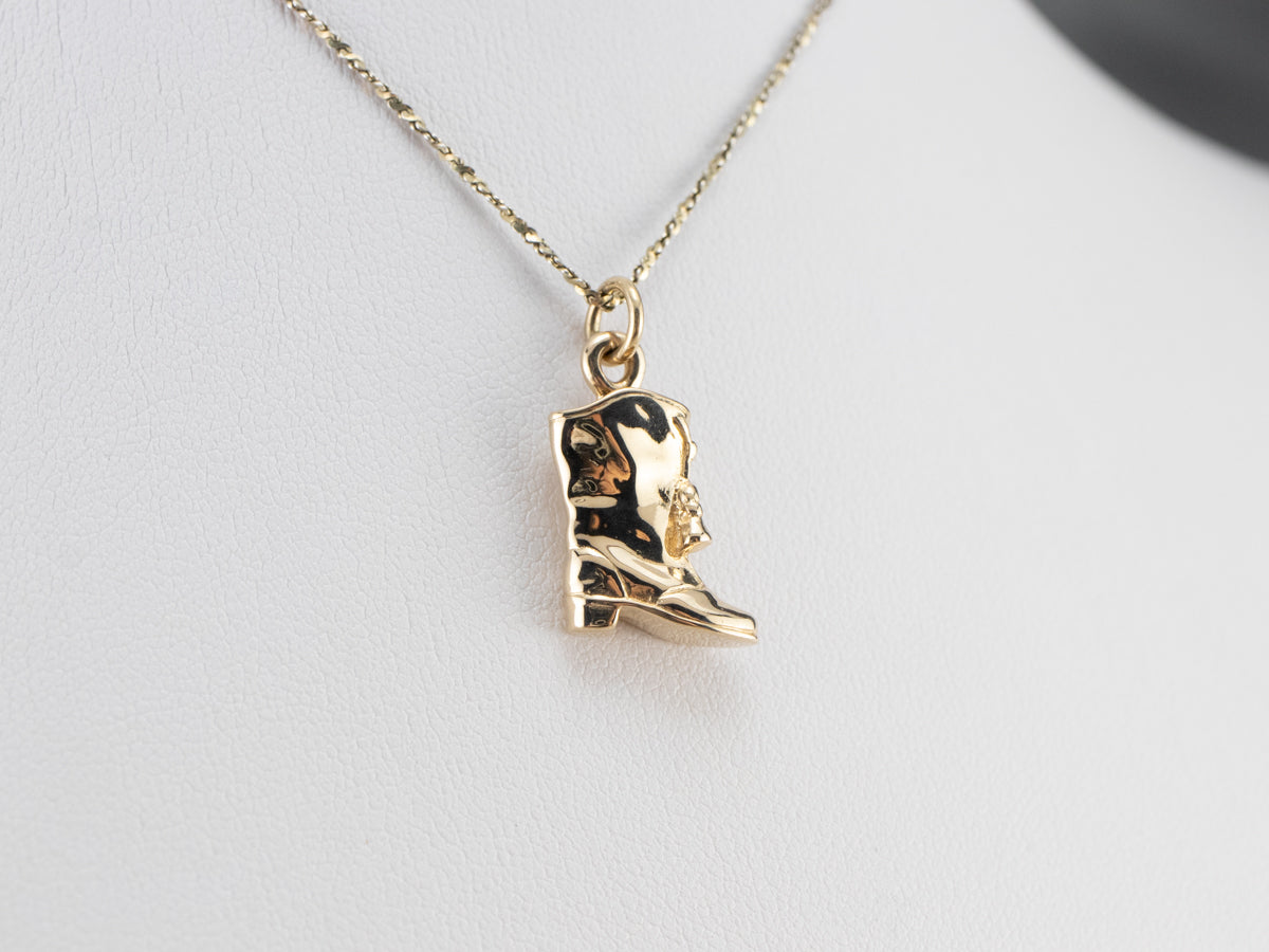 Gold Cowboy Boot Charm Pendant