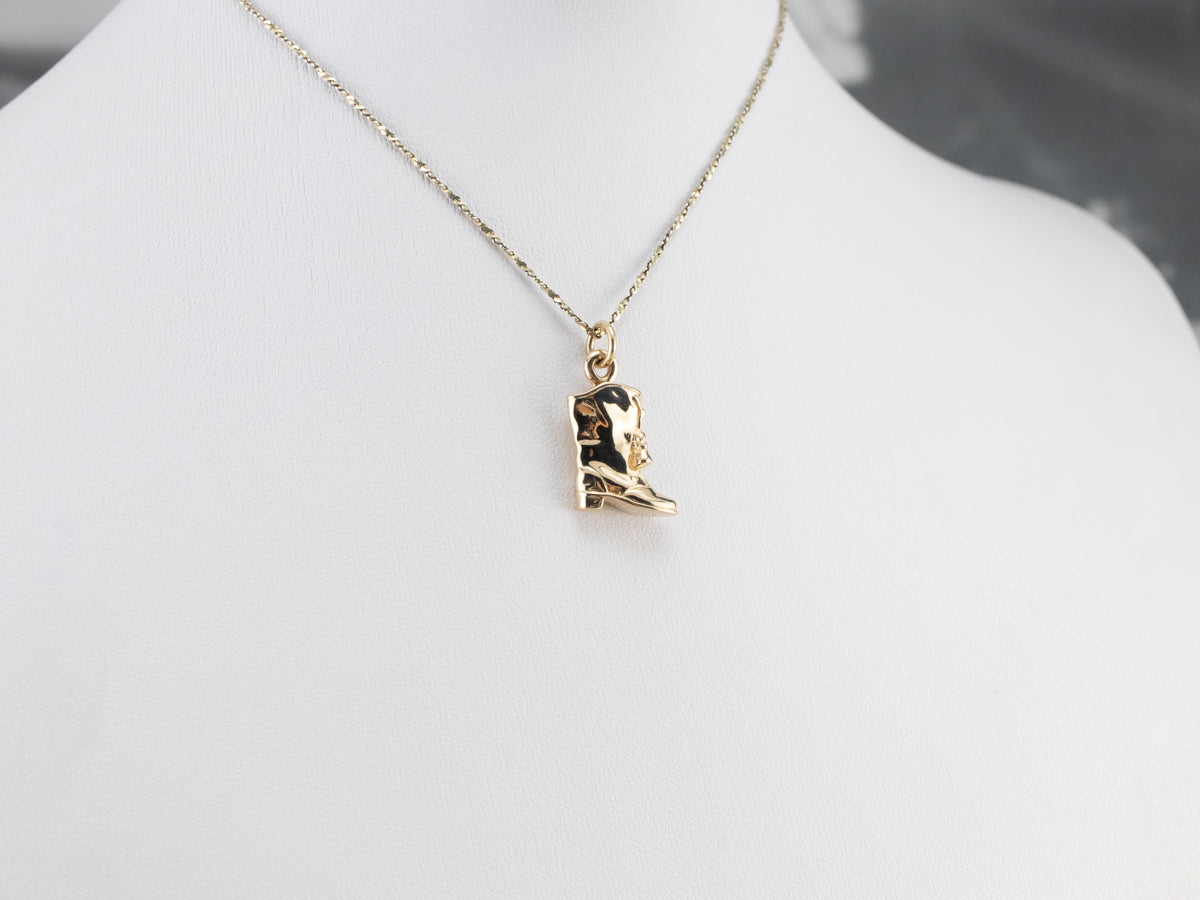 Gold Cowboy Boot Charm Pendant