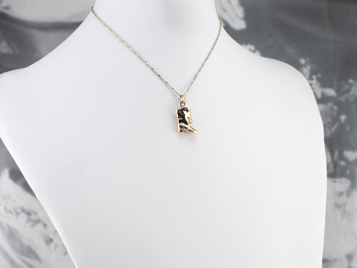 Gold Cowboy Boot Charm Pendant